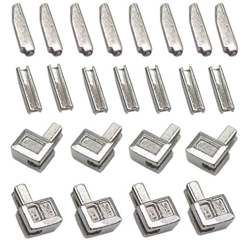 Product Cover YaHoGa 20 Sets #5 Metal Zipper Latch Slider Retainer Insertion Pin Zipper Bottom Zipper Stopper for Metal Zipper Repair (Silver)