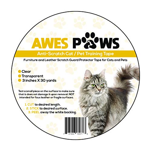 Product Cover Awes Paws 3 inch x 30 Yard Extra Sticky Anti-Scratch Training Tape, Furniture Scratch Prevention Tape, Multi-Purpose for use on School and Work Projects