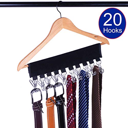 Product Cover LEKUSHA Belt Tie Organizer Hanger, 20 Hook Belt Tie Rack, Space Saver Storage Holder for Closet - Change Your Clothes Hanger to Belt Tie Organizer Hanger