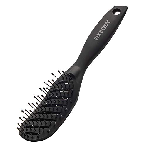 Product Cover FIXBODY Curved Vent hair Brush for Blow Drying, Styling and Solon, Detangling Hair Brush for Short Thick Tangles Hair, Both Men and Women, Added Extra Volume, Black