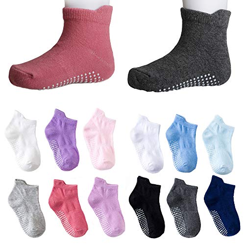 Product Cover Toddler Infant Boys Girls Grip Ankle Socks Non Slip Anti Skid Socks 6 Pairs Socks Gift Set (12-36 months, 6 pack girls)