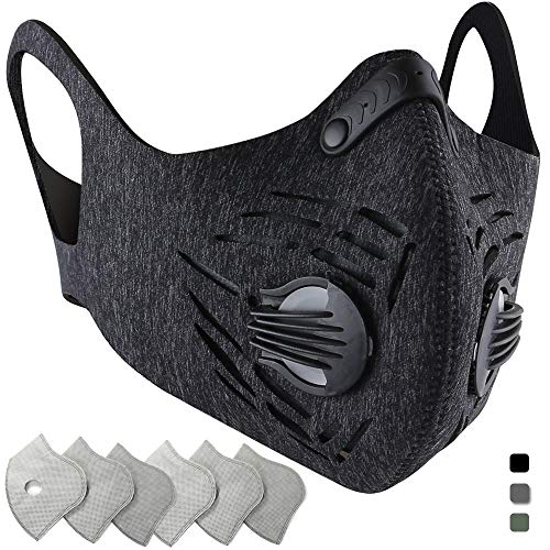 Product Cover BASE CAMP Dust Pollution Mask Activated Carbon Dustproof Mask with N99 Filters Neoprene Air Pollution Mask for Allergy Woodworking Mowing Construction Running (1, Gray)