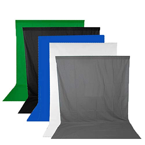 Product Cover Hanumex® 5 Pics Combo 8 x 12 FT Green, Black, Blue, White, Grey Lekera Backdrop Photo Light Studio Photography Background