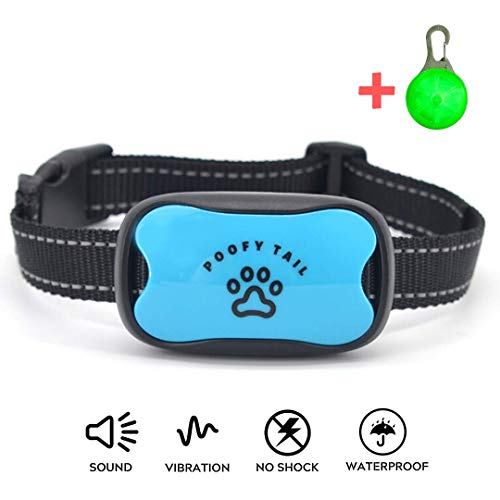 Product Cover No Shock Anti Bark Collar for Dogs-Stop Barking Using a Humane and 100% Safe Device That has Seven Adjustable Sound and Vibration Levels-Works on All Breeds Small, Medium, Large(11-120 LBS) (Blue)