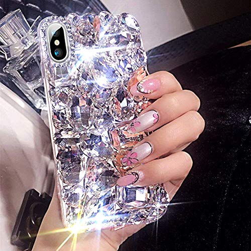 Product Cover ikasus Case for iPhone Xs Max,iPhone Xs Max Diamond Case,3D Handmade Bling Rhinestone Diamonds Luxury Sparkle Rhinestones Case Girls Women Full Crystal Bling Diamond Case Cover for iPhone Xs Max,Clear