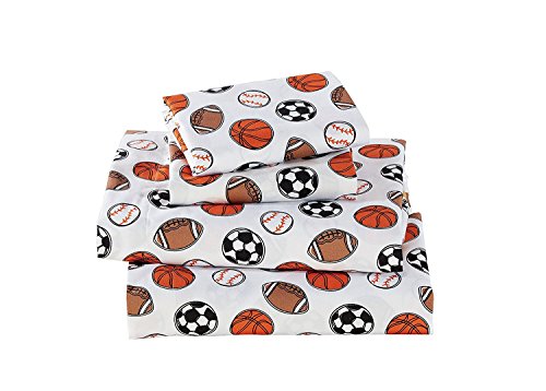 Product Cover Linen Plus 3pc Crib/Toddler Bed Sheet Set Baby Boys and Kids Sports Soccer Basketball Football Baseball White Orange Brown Black New