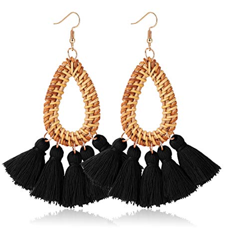 Product Cover Adramata Rattan Tassel Earrings for Women Girls Bohemian Handmade Woven Drop Dangle Earrings