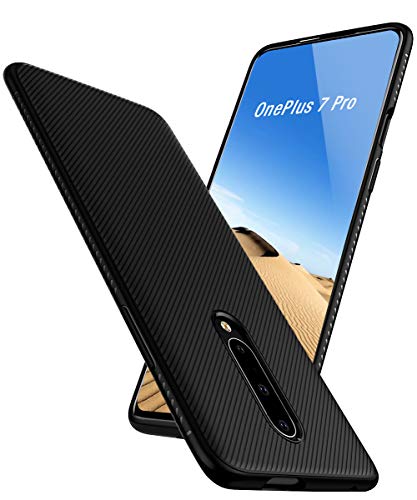 Product Cover Sunnyw OnePlus 7 Pro Case, Flexible Soft Ultra-Thin Light TPU Rubber Shock Absorption Non-Slip Rugged Durable Armor Snugly Fit Case for OnePlus 7 pro (Black)