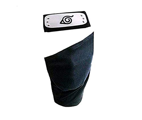 Product Cover Cosplay Accessories Leaf Village Headband and Unisex Hatake Kakashi Cosplay Mask Veil Black