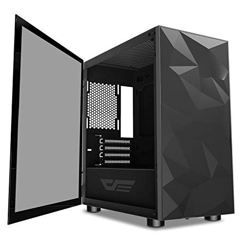 Product Cover darkFlash Micro ATX Mini ITX Tower MicroATX Computer Case with Magnetic Design Wide Open Door Opening Swing Type Tempered Glass Side Panel (DLM21 Black)