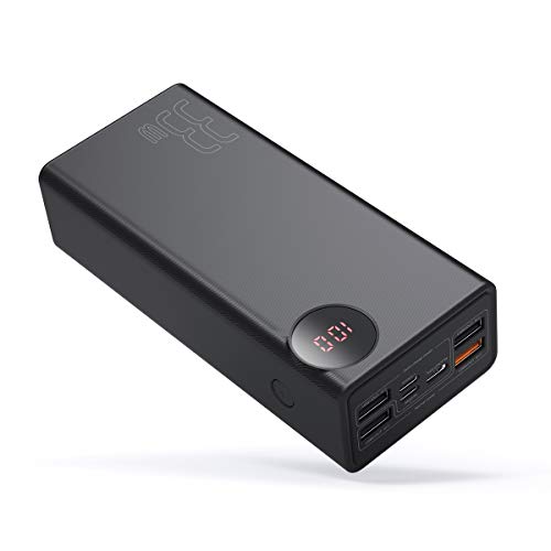 Product Cover 30000mAh Power Bank, Baseus 33W LED Display Portable Charger, 4-Port USB and One Port Type-C Output Power Bank External Battery Packs for iPhone XS/XR/X/8/8P, Samsung, Tablets, Laptops and More