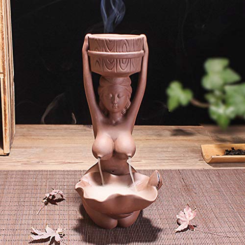 Product Cover Attom Tech Home Back Flow Incense Burner, Ceramic Waterfall Incense Holder, Incense Ash Catcher