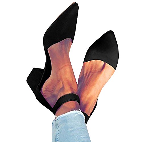 Product Cover Womens Heeled Ankle Buckle Block Pointed Toe Cut Out Pumps Sandals