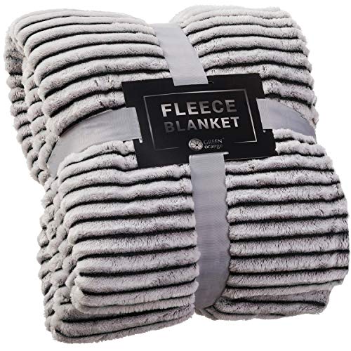 Product Cover GREEN ORANGE Fleece Blanket Twin Size - 60x80, Black and White - Soft, Plush, Fluffy, Warm, Cozy - Perfect Throw for Couch, Bed, Sofa