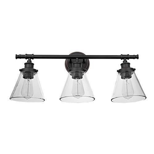 Product Cover Globe Electric Parker 3 Oil Rubbed Bronze Vanity Light with Clear Glass Shades 51411