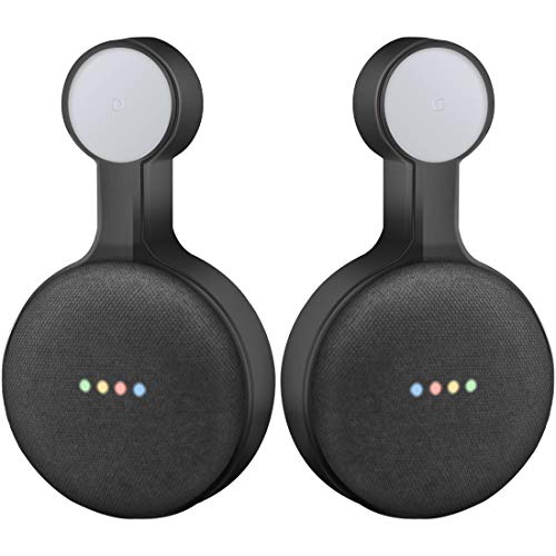 Product Cover AMORTEK Outlet Wall Mount Holder for Google Home Mini, A Space-Saving Accessories for Google Home Mini Voice Assistant (Black 2-Pack)