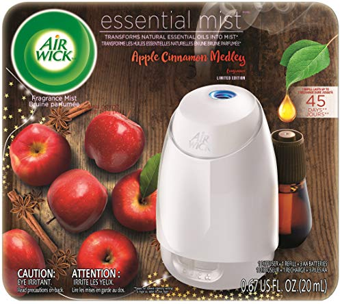 Product Cover Air Wick Essential Mist, Essential Oil Diffuser, (Diffuser + 1 Refill), Apple Cinnamon Medley, Holiday scent, Holiday spray, Holiday gift, Air Freshener