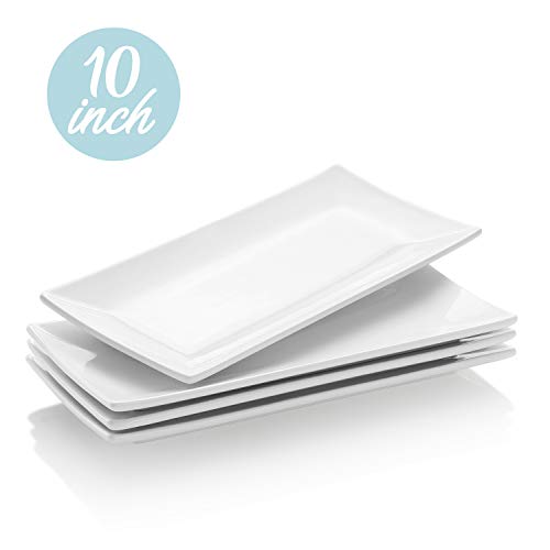 Product Cover Krockery Rectangular Porcelain Platters, Serving Plates for Parties - 10 Inch, Set of 4