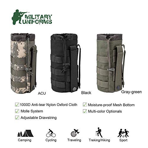 Product Cover Sports Water Bottles Pouch Bag Tactical Molle Water Bottle Pouch Military Drawstring Water Bottle Holder Mesh Water Bottle Carrier