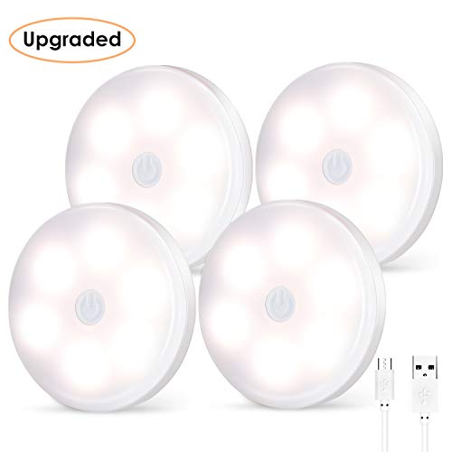 Product Cover 2019 New Version - USB Rechargeable LED Puck Lights 4 Pack, ARVIDSSON Wireless Under Cabinet Lighting, Touch Dimming Night Light, Under Counter Lighting, Stick-on Lights, Closet Lights
