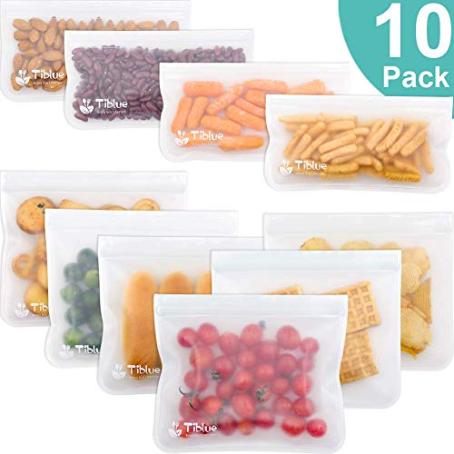Product Cover Reusable Storage Bags - 10 Pack Leakproof Freezer Bag（6 Reusable Sandwich Bags & 4 Reusable Snack Bag) - EXTRA THICK BPA FREE Reusable Ziplock Lunch Bag for Food Storage Home Organization Eco-friendly