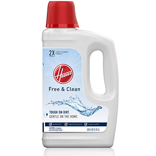 Product Cover Hoover Free & Clean Deep Cleaning Carpet Shampoo, Concentrated Machine Cleaner Solution, 50oz Hypoallergenic Formula, AH30952, White