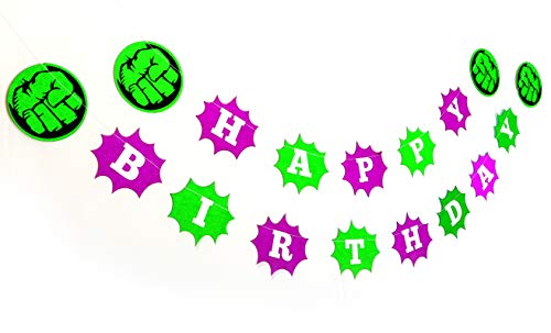 Product Cover Birthday Banner Super Hero (Hulk superhero Birthday Banner-happy birthday banner,birthday decorations,party decorations,party décor,creative decoration)