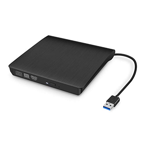 Product Cover Auitee External DVD CD Drive USB 3.0 Burner Writer Drive Player High Speed Data Transfer for Laptop/Desktop/MacBook/Mac OS/Windows10/8/7/XP/Vista (Black)