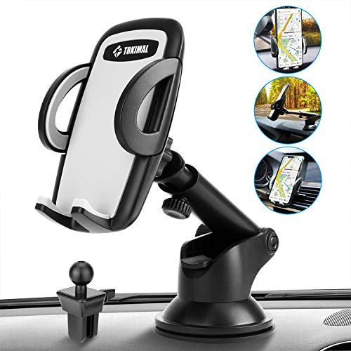 Product Cover Car Phone Mount, Trkimal Universal 3-in-1 Adjustable 360° Car Air Vent Dashboard Windshield Smartphone Holder Compatible with iPhone max xr xs x s 8 7 6 5 6s Plus Samsung Galaxy s10 s9 s8 s7 s6 s5