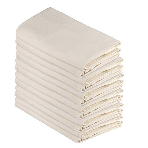 Product Cover Flour Sack Dish Towels, 100% Cotton, Set Of 12 (27 X 27 Inches), Vintage Multi-Purpose Natural Kitchen Towels, Very Soft, Highly Absorbent, Lint Free, Pre-Washed Tea Towels For Embroidery & Print