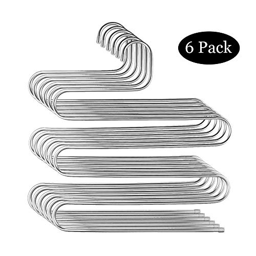Product Cover STAR-FLY S-Shape Pants Hanger Multi Layer Slack Trouser Hanger Space Saving Clothes Hanger for Pants Jeans Scarf Closet Storage Organizer(6-Pack)