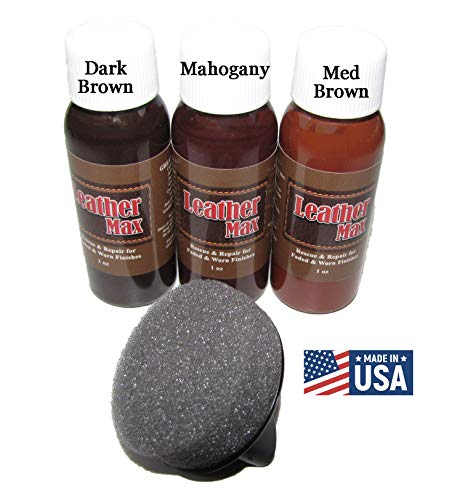 Product Cover Leather Max Quick Blend Refinish and Repair Kit, Restore Couches, Recolor Furniture & Repair Car Seats, Jackets, Sofa, Boots / 3 Color Shades to Blend with/Leather Vinyl Bonded and More (Dark Browns)