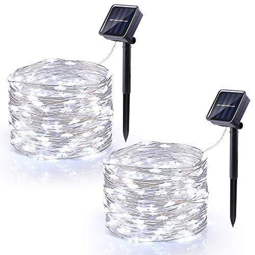 Product Cover Brizled Solar Christmas String Lights, 2 Pack 33ft 100 LED Solar Fairy Lights, 8 Modes Indoor/Outdoor String Lights with Memory Waterproof Starry String Lights for DIY Wedding Party, Cool White