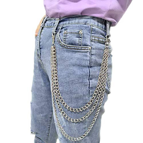 Product Cover Honbay Unisex Hip Hop Punk Trousers Chain Wallet Chain Jeans Pant Chain