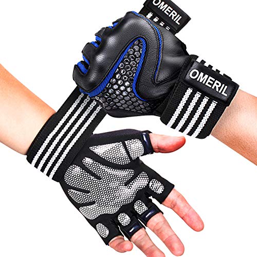 Product Cover OMERIL Gym Gloves, Breathable Workout Gloves with Wrist Support.5MM Palm Pad, Sheepskin Leather for Hand Protection, Anti-Slip Fitness Gloves for Weight Lifting Cross Training Pull Ups (Men and Women)