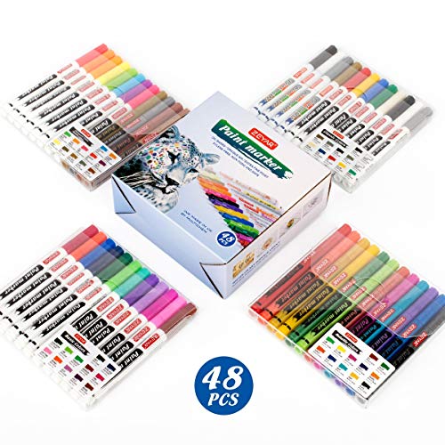 Product Cover ZEYAR Paint Markers, Expert of Rock Painting, Extra Fine Point, Oil-Based, Full Colors range, 48 PCS, Permanent&Waterproof Ink, Works on Rock, Wood, Glass, Metal and Ceramic and Almost All Surfaces