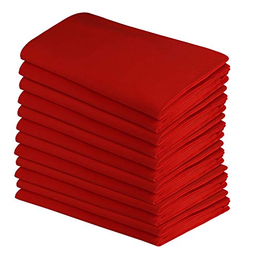 Product Cover Flour Sack Dish Towels, 100% Cotton, Set Of 12 (27 X 27 Inches), Vintage Multi-Purpose Red Kitchen Towels, Very Soft, Highly Absorbent, Lint Free, Pre-Washed Tea Towels For Embroidery & Print