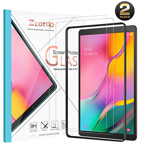 Product Cover Ztotop Screen Protector for Samsung Galaxy Tab A 10.1 2019 Tablet, [2 Pack] Easy Installation Frame/High Definition/Scratch Resistant 9H Tempered Glass Screen Protector(SM-T510/T515)