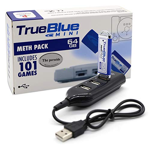 Product Cover The perseids True Blue Mini Meth Pack USB Flash Drives 64GB Game Memory Stick with 4-Port Hub for Playstation Classic - Includes 101 Games (Meth Pack)