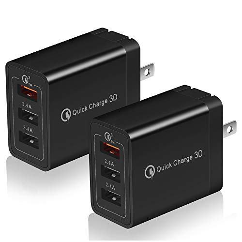 Product Cover Quick Charge 3.0 USB Wall Charger, USINFLY 2-Pack 30W 3 Ports (QC3.0X1+2.4AX2) Adapter Fast Charging Adaptive Plug Compatible  with Samsung Galaxy S10 S9 S8 Plus S7 S6 Edge Note 9, LG, Kindle, Tablet