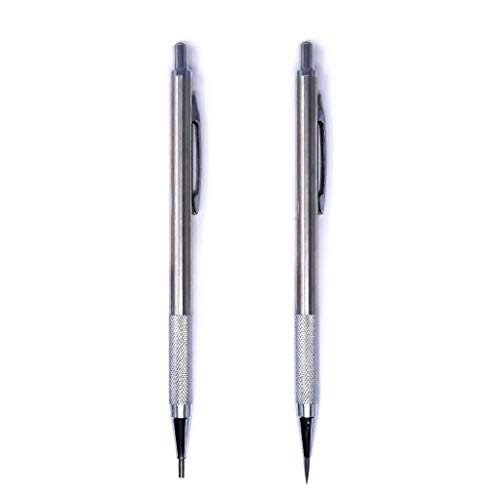 Product Cover METAL Artists Pencil | 2 Pack Drawing Mechanical Pencils | 2mm Mechanical Pencil with Brushed Metal Barrel