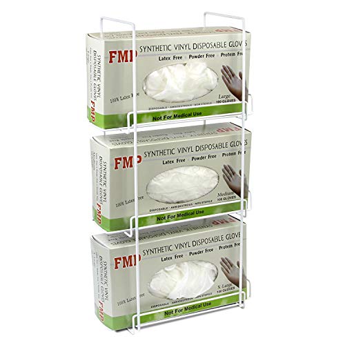 Product Cover FMP Brands Triple Wall Mount Glove Tissue Dispenser, 3 Wire Rack Disposable Gloves Napkin Box Holder, Durable Metal Organizer for Food Service, Lab, Medical Office, Home, Garage