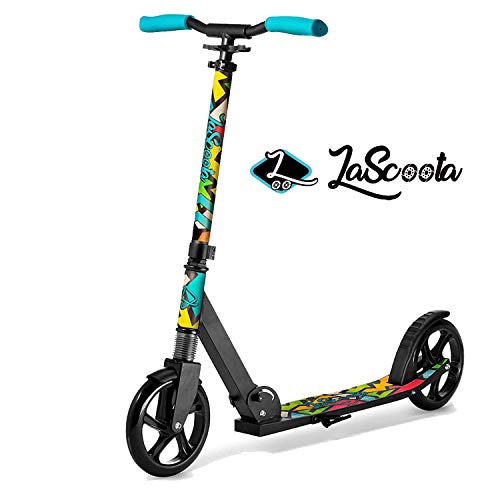 Product Cover Lascoota Scooters for Kids 8 Years and up - Quick-Release Folding System - Dual Suspension System + Scooter Shoulder Strap 7.9