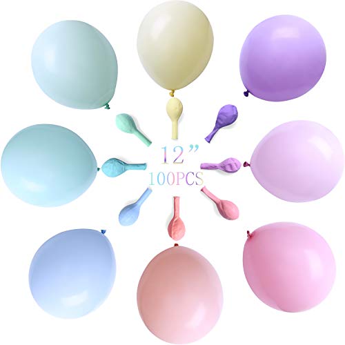 Product Cover Brontothere Pastel Party Balloons 12 inches 100pcs Assorted Color Birthday Balloons Kid's Baby Shower Balloons