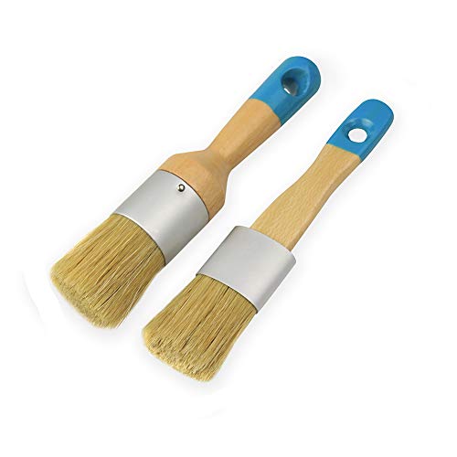 Product Cover Chalk & Wax Paint Brush Set for Furniture,DIY Painting and Waxing Tool,Milk Paint,Stencils,Natural Bristles,Home Decor by MAXMAN,Small Size