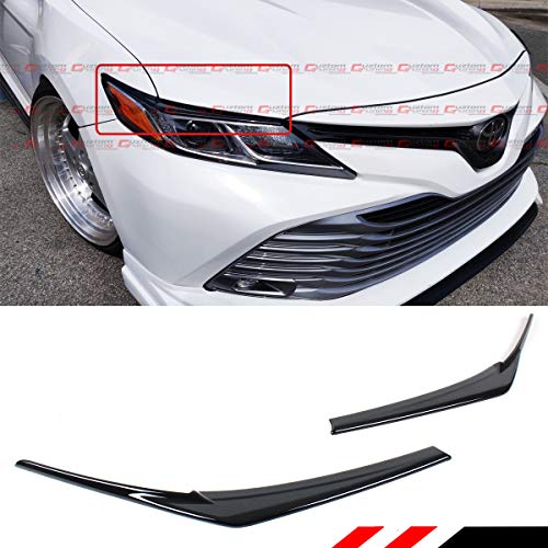 Product Cover Cuztom Tuning Fits for 2018-2019 Toyota Camry LE XLE SE XSE Hybrid Glossy Black Headlight Eyelid Eye Lid Cover Eyebrows