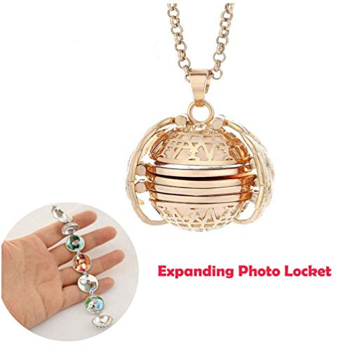 Product Cover SuperThinker Expanding Photo Locket Necklace Pendant 4 Pictures Frame Gift Jewelry Decoration for Kids,Women,Boys (Rose Gold)