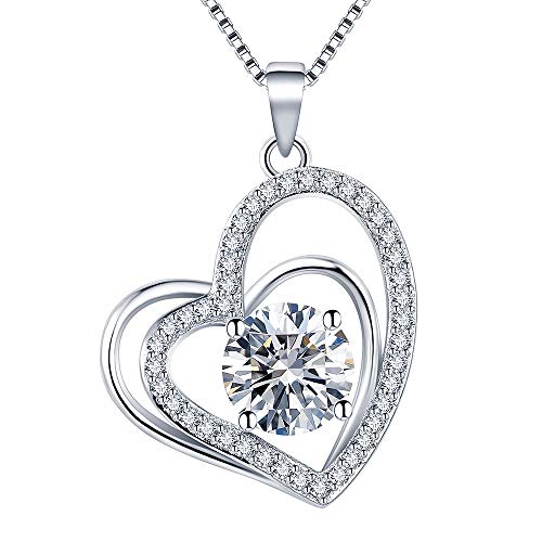 Product Cover VAN RORSI&MO Heart Necklaces 5A Cubic Zirconia heart Pendant Necklace Jewelry 14k White Gold Plated Necklaces for Women