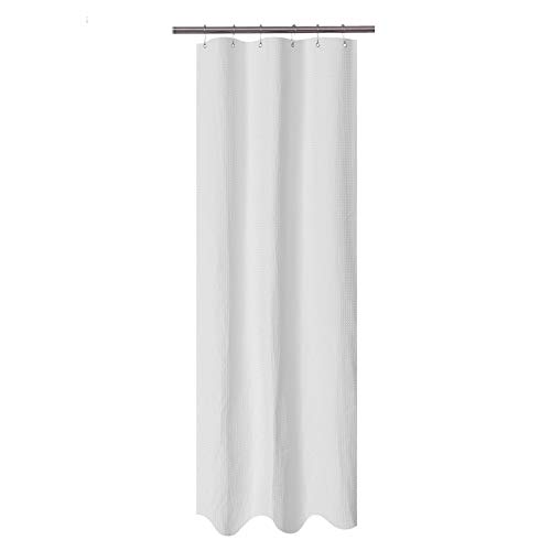 Product Cover Barossa Design Stall Fabric Shower Curtain Waffle Weave 32 x 78 inches Long Size, Hotel Grade, Spa, 230gsm Heavy Duty, Water Repellent, Washable, White, 32x78
