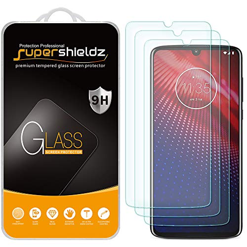 Product Cover (3 Pack) Supershieldz for Motorola Moto Z4 Tempered Glass Screen Protector, Anti Scratch, Bubble Free